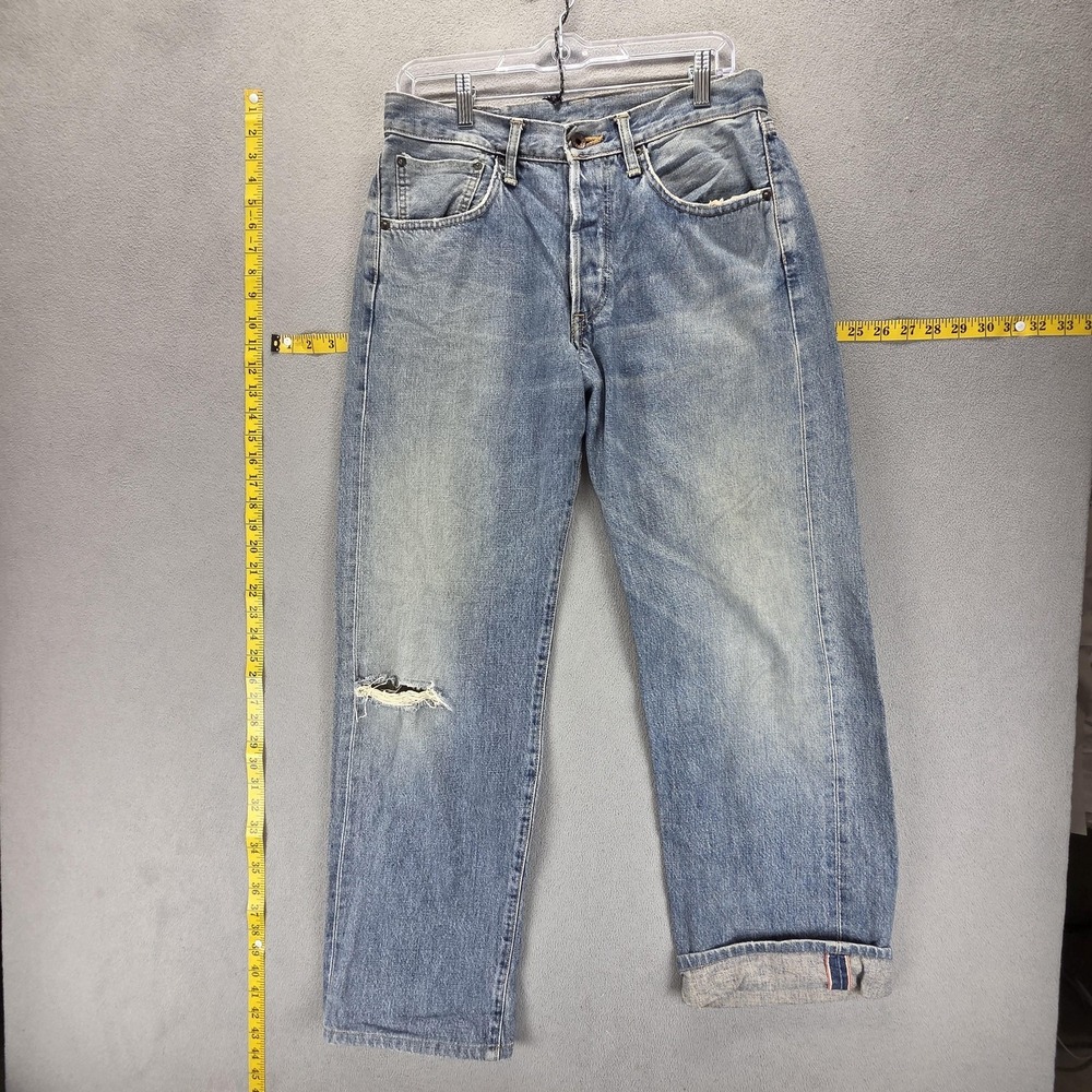 Vintage Edwin Jeans Mens Blue Selvedge 505X Straight Button Fly Fits 32x32